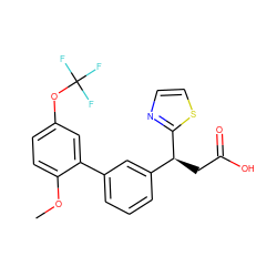 COc1ccc(OC(F)(F)F)cc1-c1cccc([C@H](CC(=O)O)c2nccs2)c1 ZINC001772598096