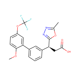 COc1ccc(OC(F)(F)F)cc1-c1cccc([C@H](CC(=O)O)c2nnc(C)o2)c1 ZINC001772640086