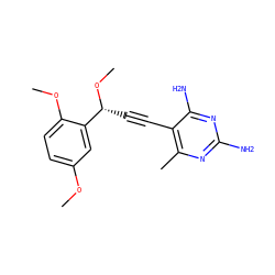 COc1ccc(OC)c([C@@H](C#Cc2c(C)nc(N)nc2N)OC)c1 ZINC000045289975