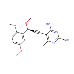 COc1ccc(OC)c([C@H](C#Cc2c(C)nc(N)nc2N)OC)c1 ZINC000045314908