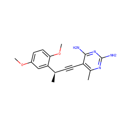 COc1ccc(OC)c([C@H](C)C#Cc2c(C)nc(N)nc2N)c1 ZINC000045286450