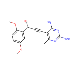 COc1ccc(OC)c([C@H](O)C#Cc2c(C)nc(N)nc2N)c1 ZINC000045286448