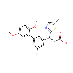 COc1ccc(OC)c(-c2cc(F)cc([C@@H](CC(=O)O)c3ncc(C)s3)c2)c1 ZINC001772617041