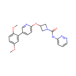 COc1ccc(OC)c(-c2ccc(OC3CN(C(=O)Nc4cccnn4)C3)nc2)c1 ZINC000114003346