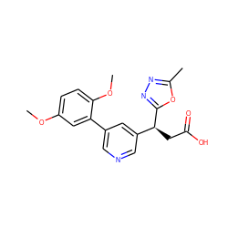 COc1ccc(OC)c(-c2cncc([C@H](CC(=O)O)c3nnc(C)o3)c2)c1 ZINC001772626445