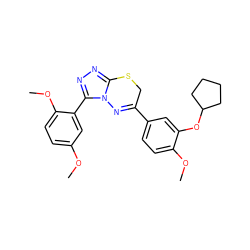 COc1ccc(OC)c(-c2nnc3n2N=C(c2ccc(OC)c(OC4CCCC4)c2)CS3)c1 ZINC000043023054