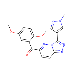 COc1ccc(OC)c(C(=O)c2ccc3nnc(-c4cnn(C)c4)n3n2)c1 ZINC000299829724