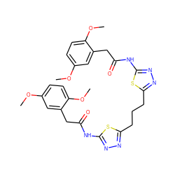 COc1ccc(OC)c(CC(=O)Nc2nnc(CCCc3nnc(NC(=O)Cc4cc(OC)ccc4OC)s3)s2)c1 ZINC000169698108