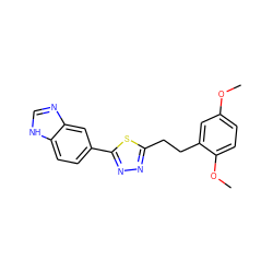 COc1ccc(OC)c(CCc2nnc(-c3ccc4[nH]cnc4c3)s2)c1 ZINC000118805317