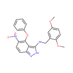 COc1ccc(OC)c(CNc2[nH]nc3ccc([N+](=O)[O-])c(Oc4ccccc4)c23)c1 ZINC000028464126