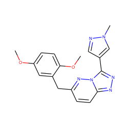 COc1ccc(OC)c(Cc2ccc3nnc(-c4cnn(C)c4)n3n2)c1 ZINC000299824317