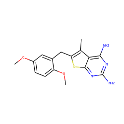 COc1ccc(OC)c(Cc2sc3nc(N)nc(N)c3c2C)c1 ZINC000003814993