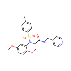 COc1ccc(OC)c(N(CC(=O)NCc2ccncc2)S(=O)(=O)c2ccc(C)cc2)c1 ZINC000000656329