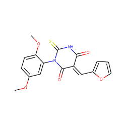 COc1ccc(OC)c(N2C(=O)/C(=C/c3ccco3)C(=O)NC2=S)c1 ZINC000001288438