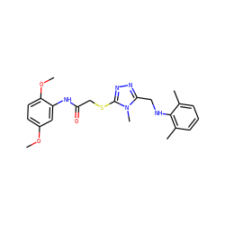 COc1ccc(OC)c(NC(=O)CSc2nnc(CNc3c(C)cccc3C)n2C)c1 ZINC000006443440