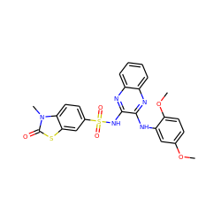 COc1ccc(OC)c(Nc2nc3ccccc3nc2NS(=O)(=O)c2ccc3c(c2)sc(=O)n3C)c1 ZINC000059671390