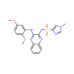 COc1ccc(OC)c(Nc2nc3ccccc3nc2NS(=O)(=O)c2cn(C)cn2)c1 ZINC000034892050