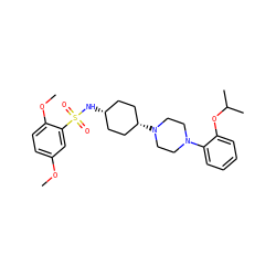 COc1ccc(OC)c(S(=O)(=O)N[C@H]2CC[C@@H](N3CCN(c4ccccc4OC(C)C)CC3)CC2)c1 ZINC000101095868