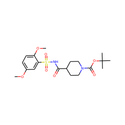 COc1ccc(OC)c(S(=O)(=O)NC(=O)C2CCN(C(=O)OC(C)(C)C)CC2)c1 ZINC000028123387