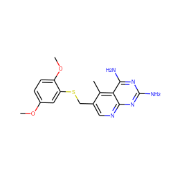 COc1ccc(OC)c(SCc2cnc3nc(N)nc(N)c3c2C)c1 ZINC000005891535