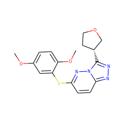 COc1ccc(OC)c(Sc2ccc3nnc([C@@H]4CCOC4)n3n2)c1 ZINC000299833964