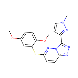 COc1ccc(OC)c(Sc2ccc3nnc(-c4ccn(C)n4)n3n2)c1 ZINC000299829588