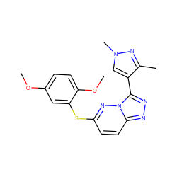 COc1ccc(OC)c(Sc2ccc3nnc(-c4cn(C)nc4C)n3n2)c1 ZINC000299832658