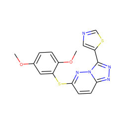 COc1ccc(OC)c(Sc2ccc3nnc(-c4cncs4)n3n2)c1 ZINC000299823974