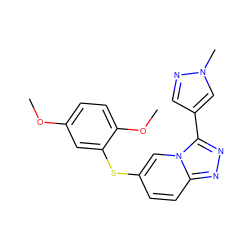 COc1ccc(OC)c(Sc2ccc3nnc(-c4cnn(C)c4)n3c2)c1 ZINC000299824076