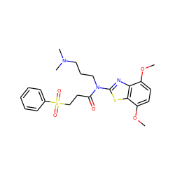 COc1ccc(OC)c2sc(N(CCCN(C)C)C(=O)CCS(=O)(=O)c3ccccc3)nc12 ZINC000010068771