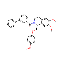 COc1ccc(OC[C@@H]2c3cc(OC)c(OC)cc3CCN2C(=O)c2cccc(-c3ccccc3)c2)cc1 ZINC000096271949