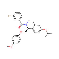 COc1ccc(OC[C@@H]2c3ccc(OC(C)C)cc3CCN2C(=O)c2cccc(Br)c2)cc1 ZINC001772575471