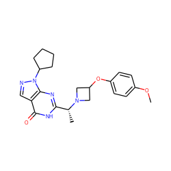 COc1ccc(OC2CN([C@H](C)c3nc4c(cnn4C4CCCC4)c(=O)[nH]3)C2)cc1 ZINC000116975935