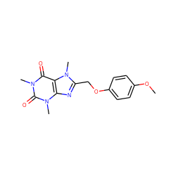 COc1ccc(OCc2nc3c(c(=O)n(C)c(=O)n3C)n2C)cc1 ZINC001772650037