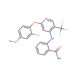 COc1ccc(Oc2cc(Nc3ccccc3C(N)=O)c(C(F)(F)F)cn2)c(Cl)c1 ZINC000073162578