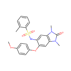 COc1ccc(Oc2cc3c(cc2NS(=O)(=O)c2ccccc2C)n(C)c(=O)n3C)cc1 ZINC000046009551