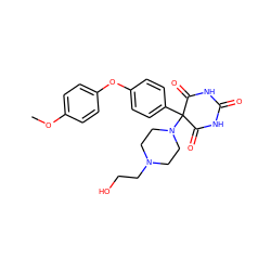 COc1ccc(Oc2ccc(C3(N4CCN(CCO)CC4)C(=O)NC(=O)NC3=O)cc2)cc1 ZINC000022933628