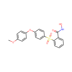 COc1ccc(Oc2ccc(S(=O)(=O)c3ccccc3C(=O)NO)cc2)cc1 ZINC000045318044