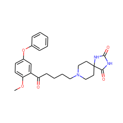 COc1ccc(Oc2ccccc2)cc1C(=O)CCCCN1CCC2(CC1)NC(=O)NC2=O ZINC000026580250