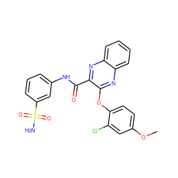 COc1ccc(Oc2nc3ccccc3nc2C(=O)Nc2cccc(S(N)(=O)=O)c2)c(Cl)c1 ZINC000143177150