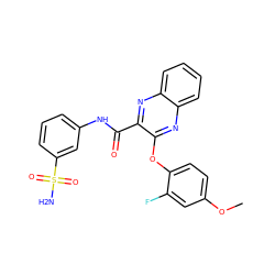 COc1ccc(Oc2nc3ccccc3nc2C(=O)Nc2cccc(S(N)(=O)=O)c2)c(F)c1 ZINC000143254965