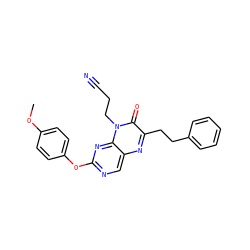 COc1ccc(Oc2ncc3nc(CCc4ccccc4)c(=O)n(CCC#N)c3n2)cc1 ZINC000004238378