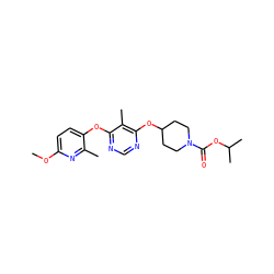 COc1ccc(Oc2ncnc(OC3CCN(C(=O)OC(C)C)CC3)c2C)c(C)n1 ZINC000073281018