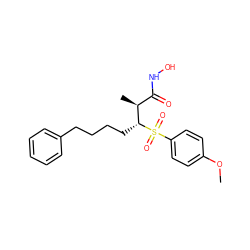 COc1ccc(S(=O)(=O)[C@H](CCCCc2ccccc2)[C@@H](C)C(=O)NO)cc1 ZINC000003939346