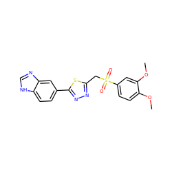 COc1ccc(S(=O)(=O)Cc2nnc(-c3ccc4[nH]cnc4c3)s2)cc1OC ZINC000072317056