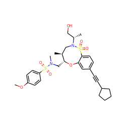 COc1ccc(S(=O)(=O)N(C)C[C@H]2Oc3cc(C#CC4CCCC4)ccc3S(=O)(=O)N([C@@H](C)CO)C[C@@H]2C)cc1 ZINC000095600695
