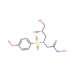 COc1ccc(S(=O)(=O)N(CC(=O)NO)C[C@H](O)CO)cc1 ZINC000043104410