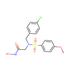 COc1ccc(S(=O)(=O)N(CC(=O)NO)Cc2ccc(Cl)cc2)cc1 ZINC000013764090