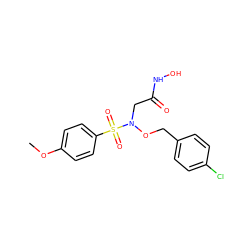 COc1ccc(S(=O)(=O)N(CC(=O)NO)OCc2ccc(Cl)cc2)cc1 ZINC000028647440