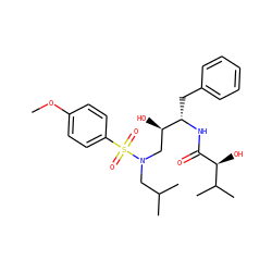 COc1ccc(S(=O)(=O)N(CC(C)C)C[C@@H](O)[C@H](Cc2ccccc2)NC(=O)[C@@H](O)C(C)C)cc1 ZINC000040918846